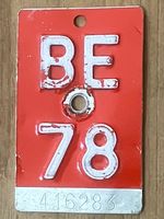 BE 78 - VELONUMMER - FAHRRADSCHILD - PLAQUE DE VELO - BE 78
