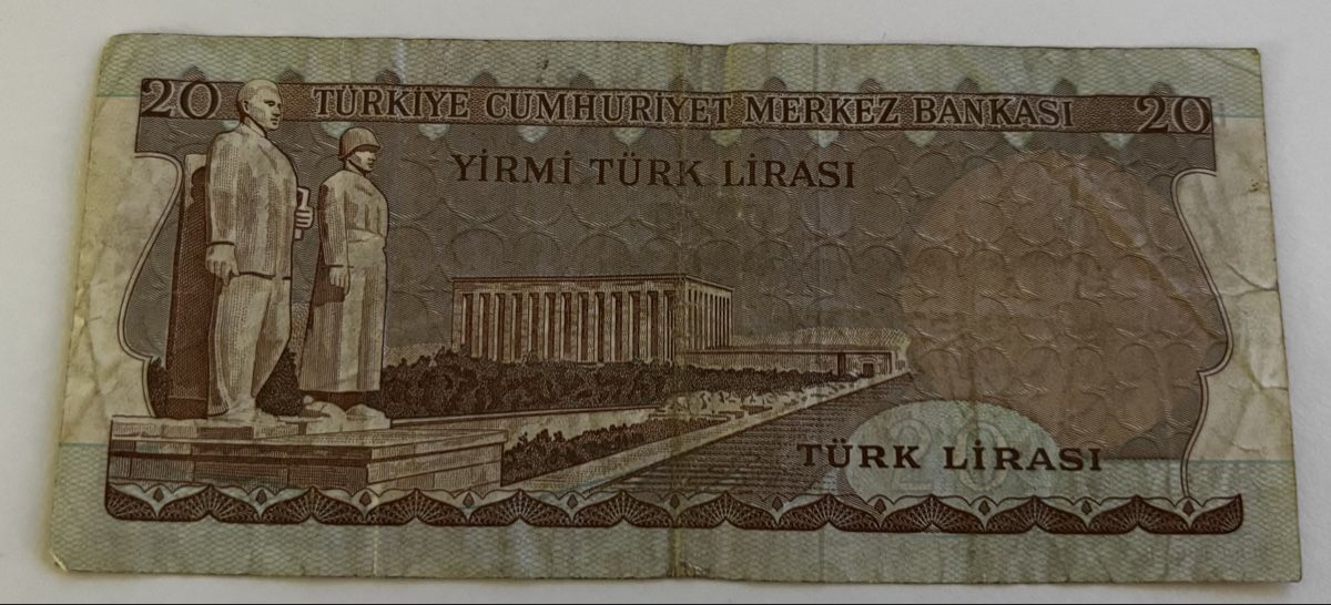 Banknoten: Türkei 20 Lirasi – Gebraucht aus Algetshausen von Carrhard 1