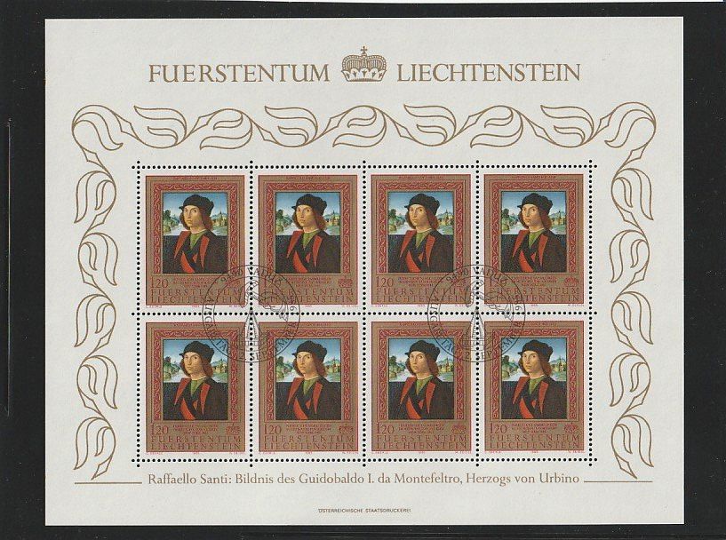 LI 1985 /3xBlock** mit ET St./ Z Nr.821 23/Gemälde (Gebraucht) in Ramsen für CHF 1 mit