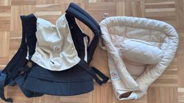 Ergobaby Babytrage (schwarz) mit Neugeborenen-Einsatz (beige