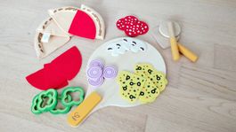 Jeu de pizza en bois pour enfants - Pâte, garnitures 🍕