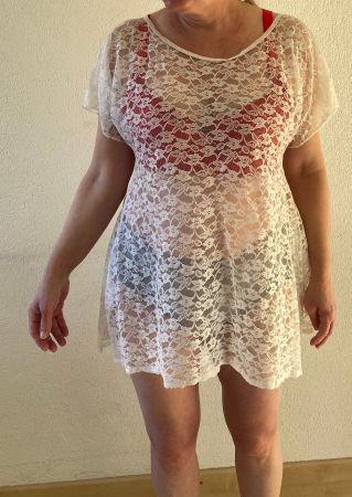 Top / Kleid weiss 42/44 durchsichtig sexy (int. Nr. 22)