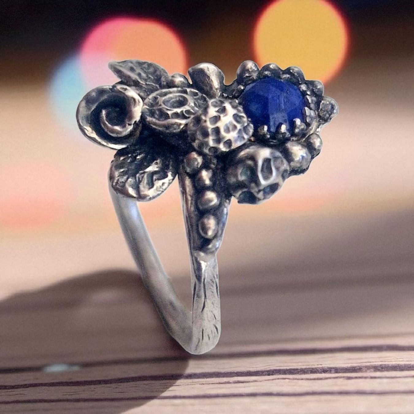 Anelli: Märchenhafter Silberring mit Lapislazuli, Grösse 61 – Nuovo e nell'imballaggio originale da Aarau venduto da Schmuckhoehle_MD 3