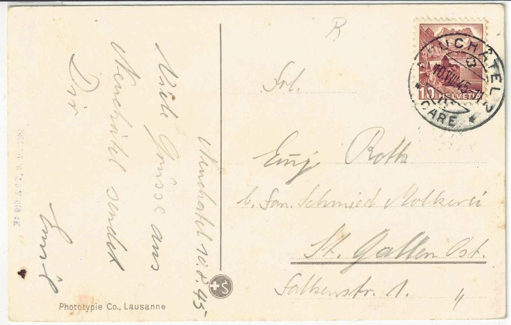 Ansichtskarten: Neuchatel - Quartier de l'Est - Litho – Gebraucht aus Ettingen von Kartenplanet 1