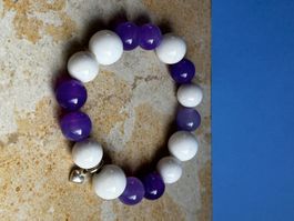 Amethyst und Schneequarz -Armband 19cm
