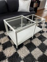 IKEA White Metal and Glass coffee table