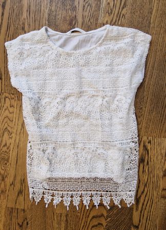 H&M Mädchen Sommer T-Shirt, weiss, Gr. 122/128