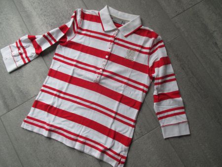 Polo Shirt mit 7/8 Arm, weiss/rot von Daily, Grösse M