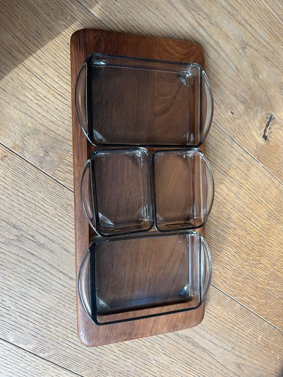 Servierplatten: Dänisches Digsmed Teak und Glas Snacktablett  – Gebraucht aus Uerikon von Saffagirl 6