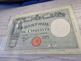 Italienische Banknote 50 Lire 1943 guter Zustand