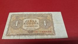 Tschechoslowakei 1 Koruna Banknote 1953, Top Zustand!
