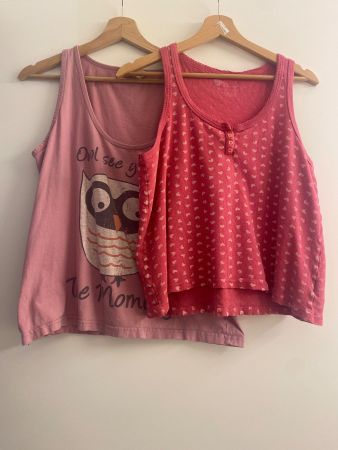 2x Pijama Oberteil Tops rosa pink Gr. 44 - 46