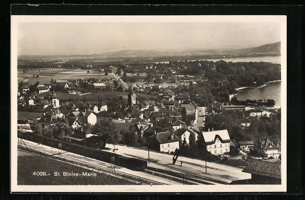Cartoline postali: St. Blaise-Marin, Ortsansicht mit Bahnho – Usato da Berlin venduto da bartko-reher
