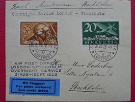 1928 - Luxus-Nachtpost von BASEL nach STOCKHOLM +Stempel!