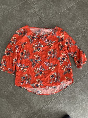 Multiblu Viscose Sommerbluse, Gr. 40, Orange mit Blumen