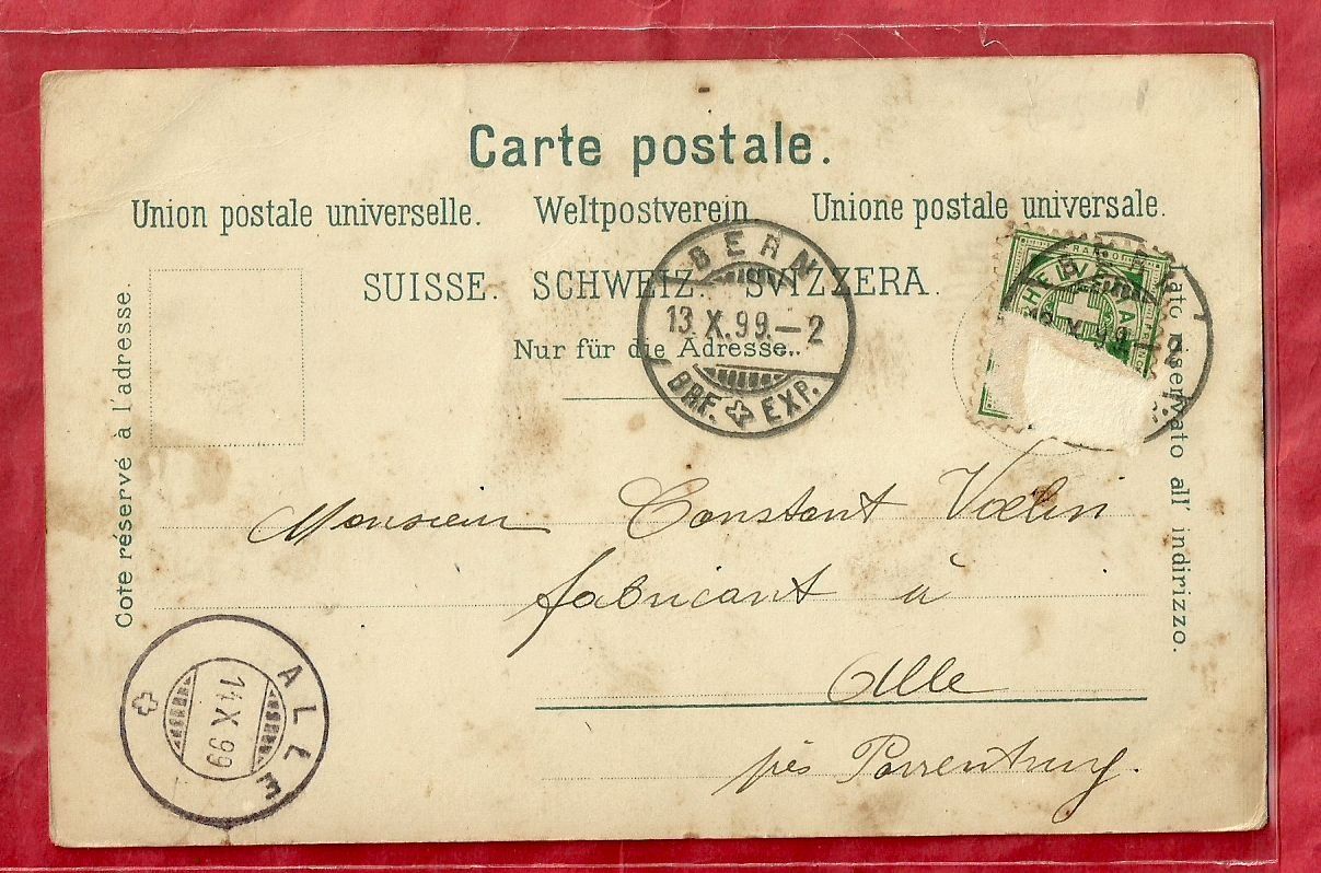 Cartoline postali: Bern - Litho 1899 – Usato da Fislisbach venduto da Porano 1