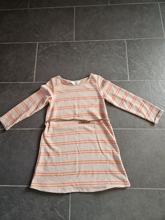 H&M Kleid gestreift mit Gürtel Grösse 122-128 beige
