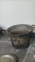 Grosser Kupferkessel mit zwei Griffen gebrauchter Zustand