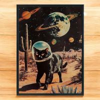 Affiche Poster Astronaute chat noir Art Space