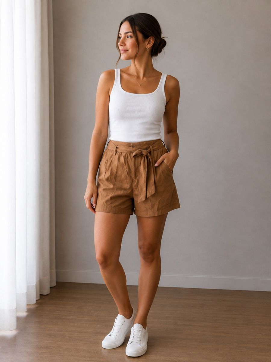 Only Pantaloni: ONLY BRAUNE DAMEN-SHORTS MIT BINDEGURT GR. M – Nuovo (secondo la descrizione) da Winterthur venduto da fij_f65r
