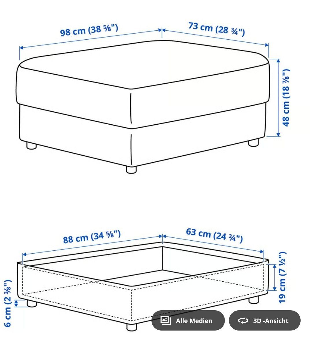 Ikea Tabourets: Ikea Hocker VIMLE Grann/Bomstad schwarz mit Aufbewahrung – D'occasion à Aarau par Rsr 2