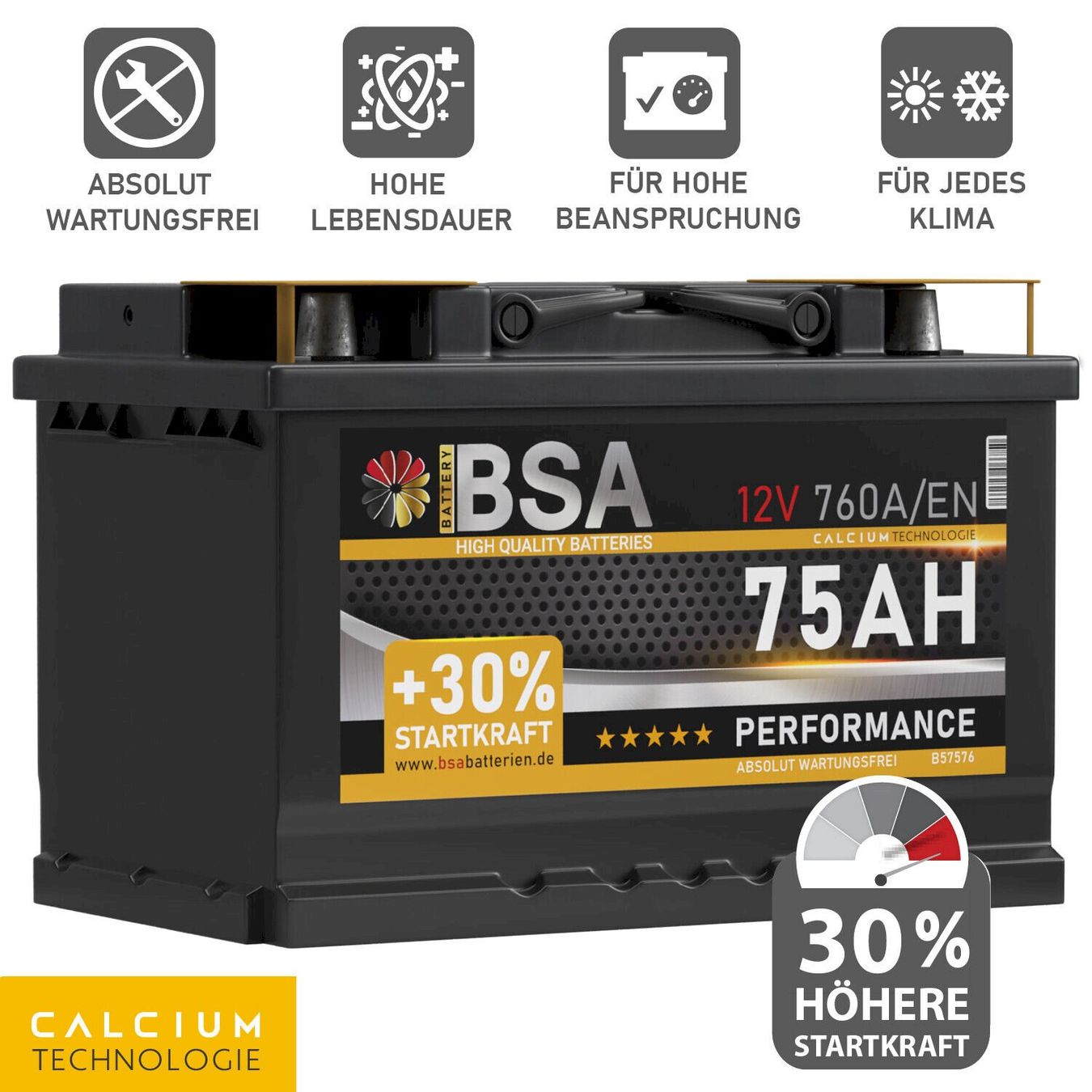 Batterie: BSA Performance Autobatterie 75Ah 12V – Nuovo e nell'imballaggio originale da Bottighofen venduto da zaap 2