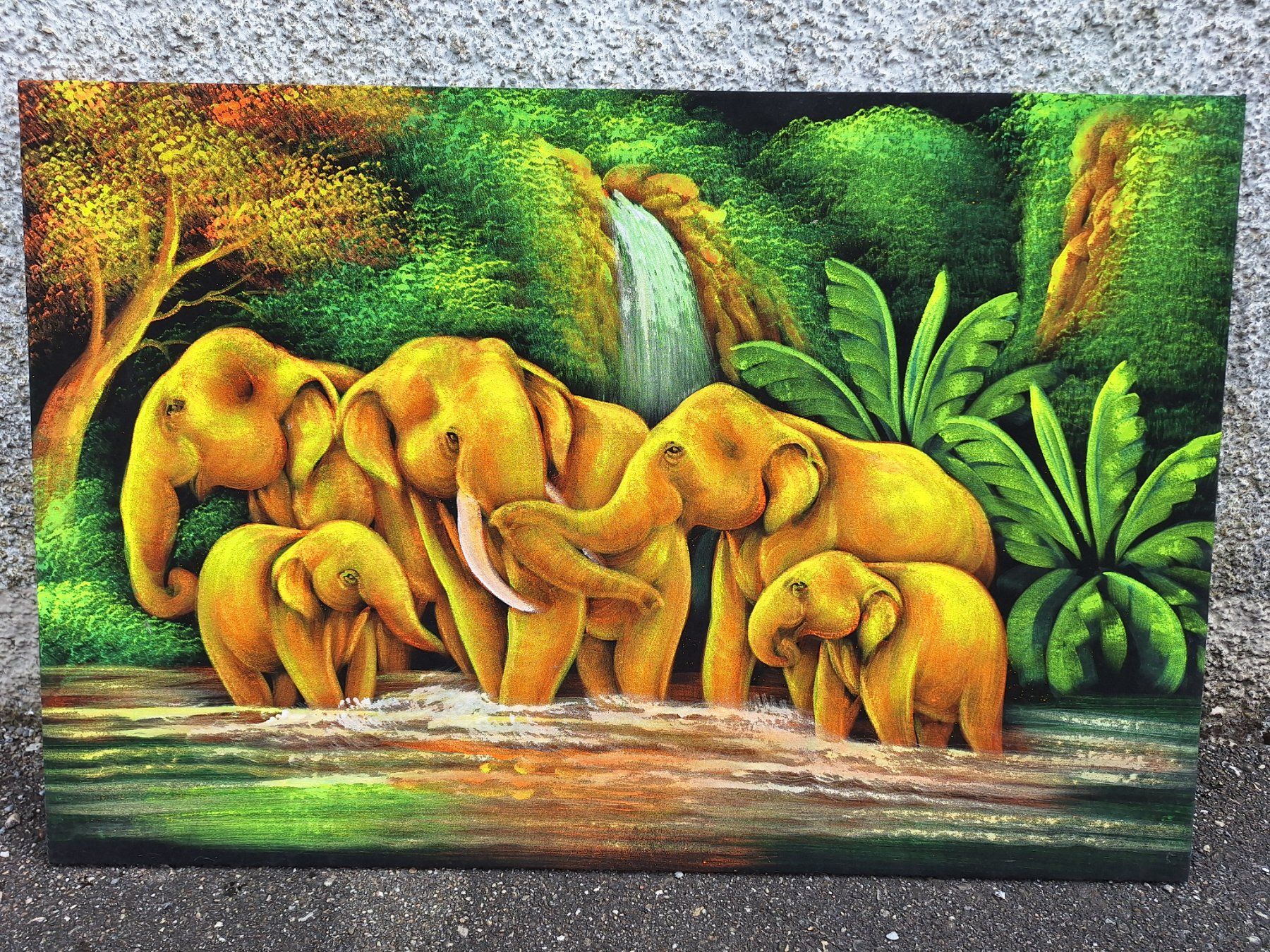Foto & Immagini: GROSSES STOFFBILD MIT ELEPHANTENMOTIV – Usato da Huttwil venduto da Kunterbuntli