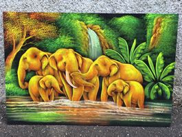 GROSSES STOFFBILD MIT ELEPHANTENMOTIV