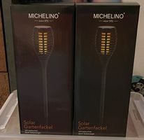 2 LED-Solar-Gartenfackeln mit Flammeneffekt