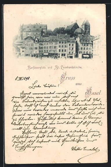 Ansichtskarten: Basel, Barfüsserplatz und St. Leonhards – Gebraucht aus Berlin von bartko-reher