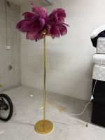 Stehlampe Gold und Feder