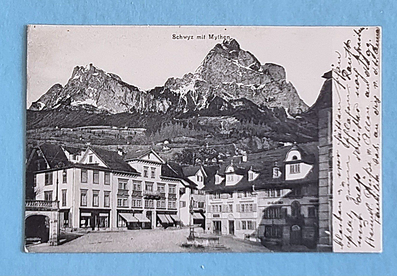 Ansichtskarten: Schwyz - Mythen - 1908 – Gebraucht aus Rothrist von RROENK
