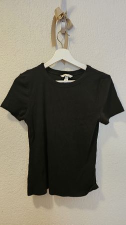 🖤 neues H&M Basic T-Shirt feingerippt Gr.L in Schwarz 🖤