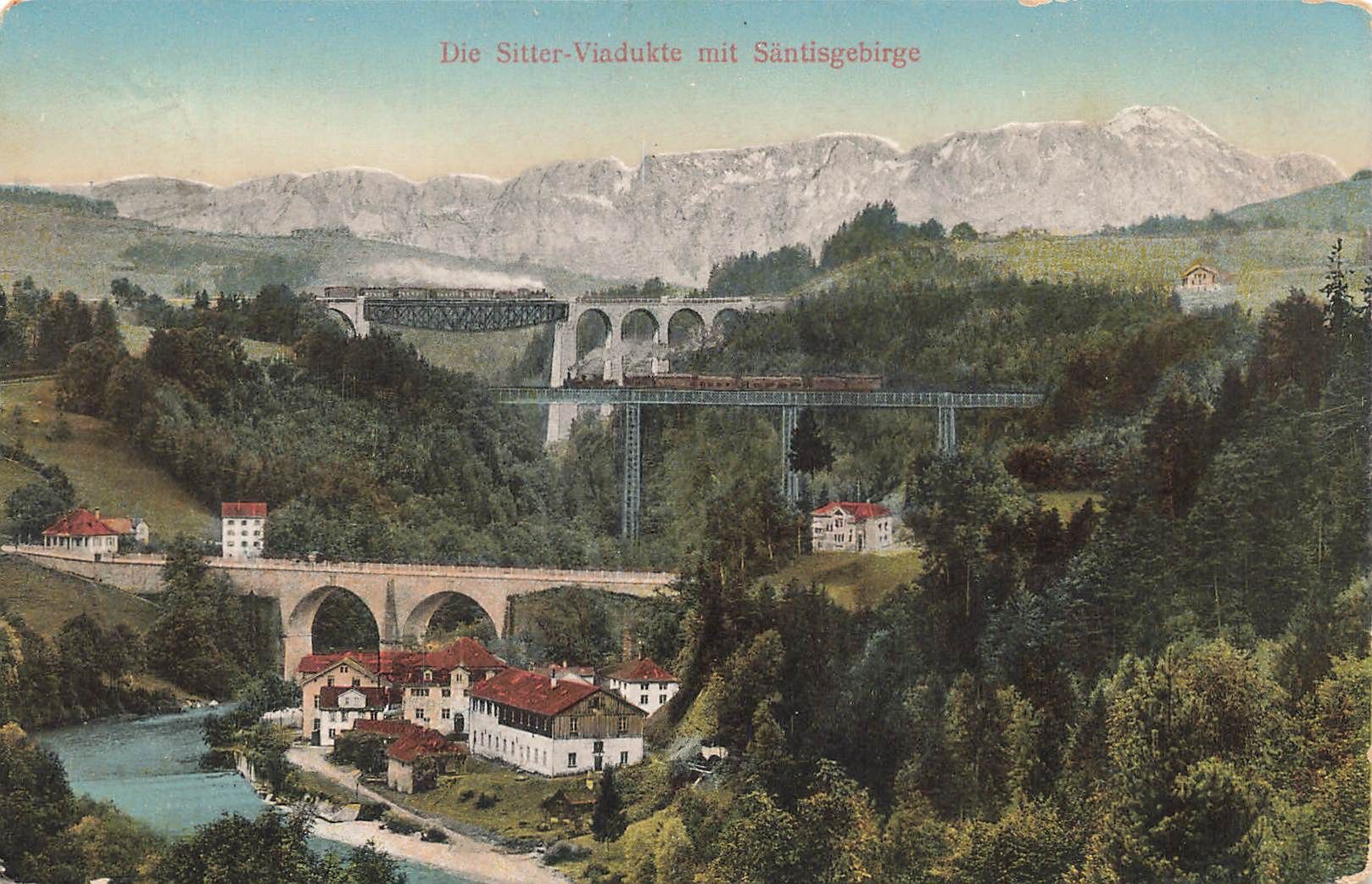 Ansichtskarten: Die sitter viadukte mit santisgebirge Eisenbahn – Gebraucht aus Biasca von Blenio71