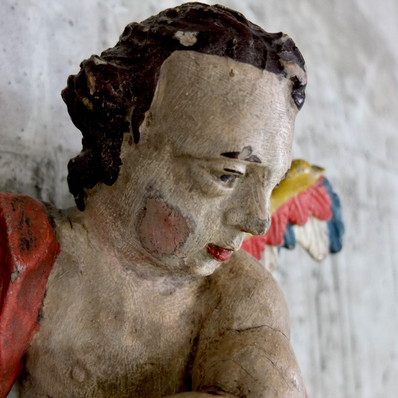 Sculture & Statue: Antiker barocker Engel / Putto, Holzskulptur polychrom – Usato da Basel venduto da Brocki-auf-dem-Wolf 5