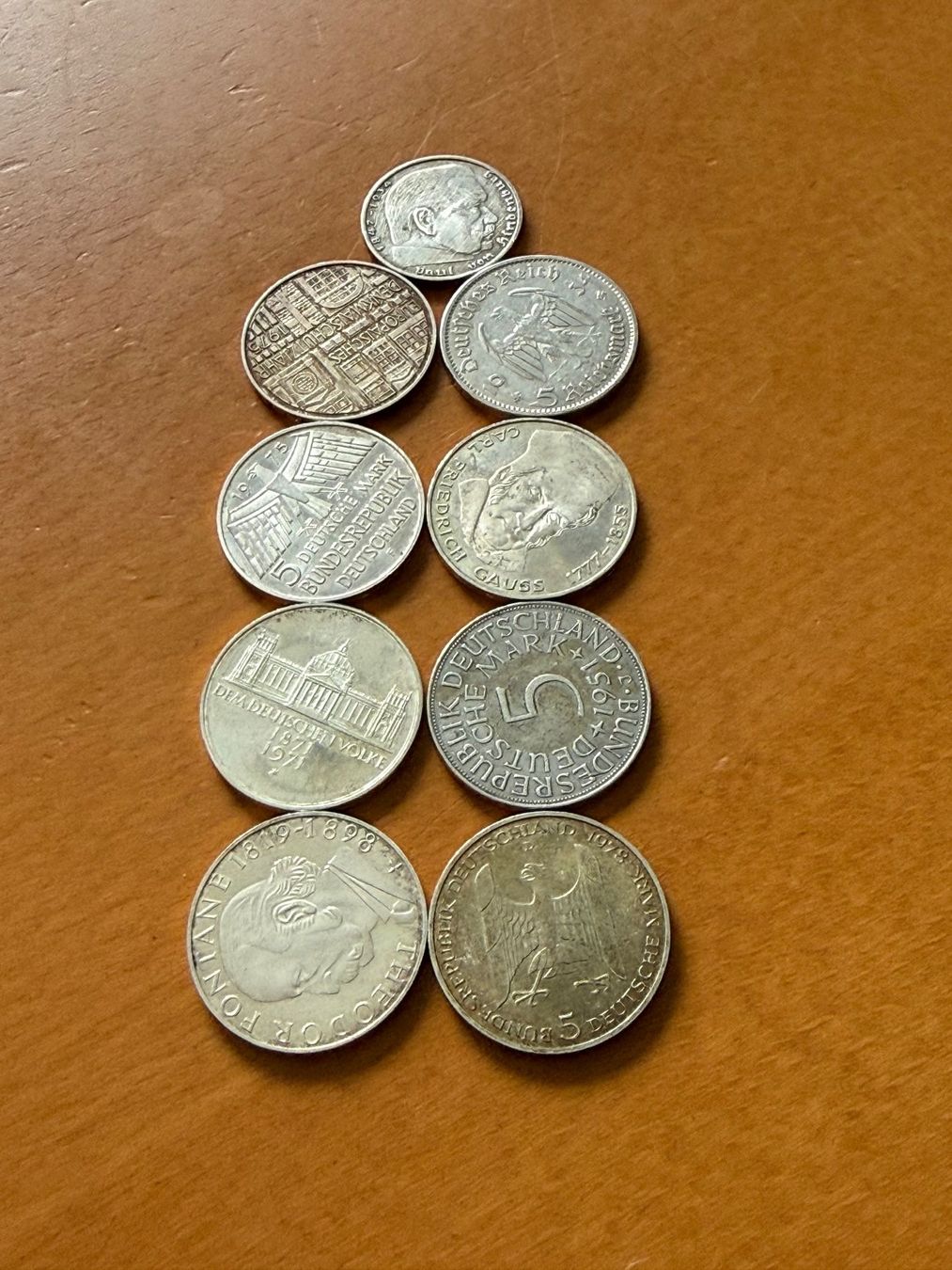 Tutti le monete: 8 x 5  Deutsche Mark, 1x 2 Deutsche Mark. Silber – Usato da Fehraltorf venduto da bruggin