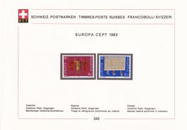 CH 1982, PTT-Sammelblatt 342 Europa CEPT, SBK 670-671**