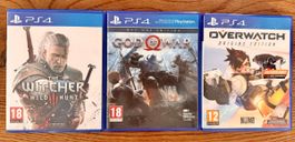 PS4 Spiele Paket: God of War + The Witcher 3 + Overwatch
