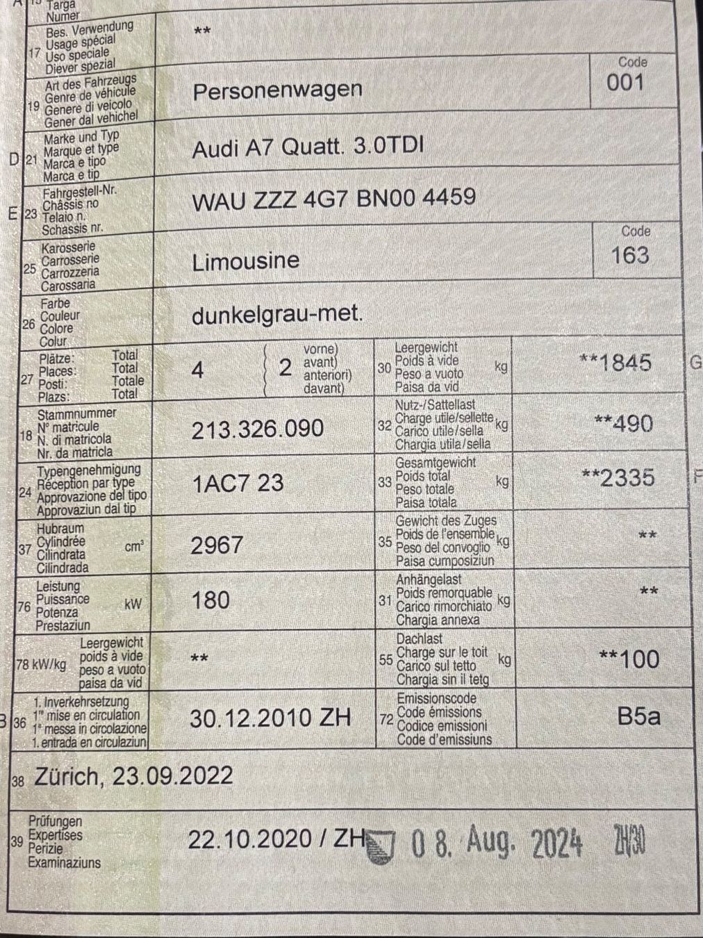 Audi Automobili: Audi A7 aus 2. Hand ab Service – Usato da Bülach venduto da Sontec_99 9