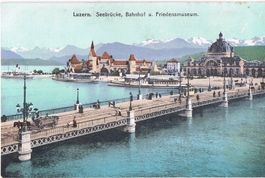 LUZERN, Seebrücke, Bahnhof u. Friedensmuseum