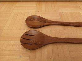 Grosses Teak Salatbesteck vintage Holz Schöpfbesteck