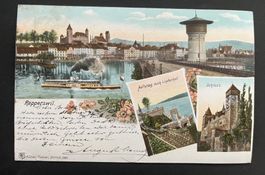 Rapperswil, Dampfschiff/ Künzi Tobler, Litho 1904