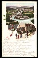 Baden, Ortsansicht mit Schloss und Fluss