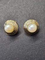 Elegante Vintage Clip Ohrringe Goldfarben Perle chic