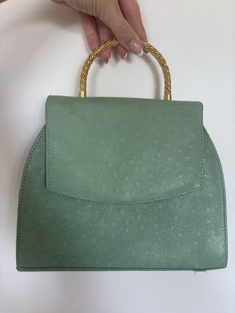 Sac vert vintage vert d’eau en cuir crossbody 