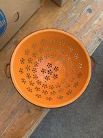 Orange Küchen-Abtropfsieb, Emaille, Vintage Stil, Top!
