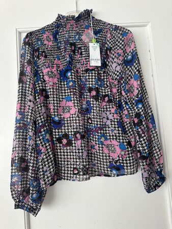 Guess Bluse, Gr. XS, Kariert/Blumen, Neu mit Etikett!
