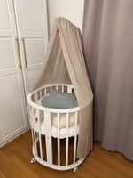 Babybett neu mit Betthimmel beigefarben 