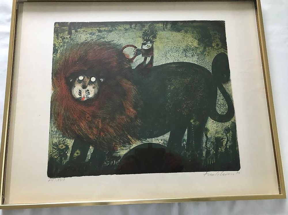 Lithographie 'Löwe' von Elso Schiavo 1