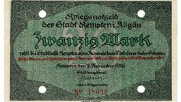 Kempten 20 Mark SN rot 02.11.1918 VZ++-UNZ